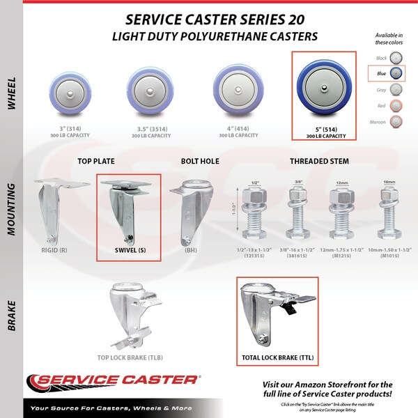 Cambro Dish Caddies and Utlity Cart Replacement Total Locking Caster - SCC